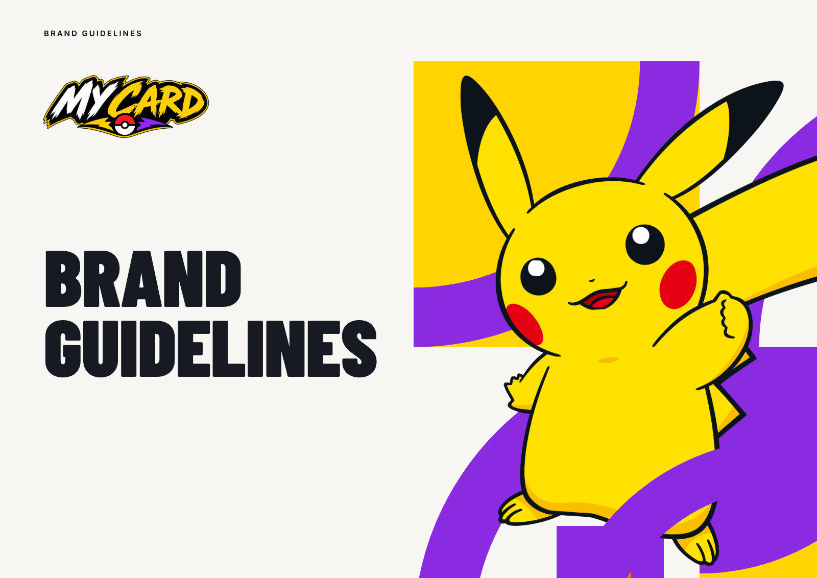 Capa do Brand Guidelines My Card com Pikachu e grafismos aprovados